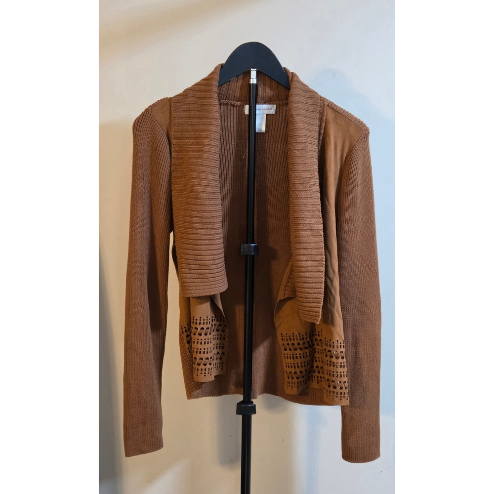 Christopher & Banks Perforated Detailed Open Front Cardigan Women's Size Small